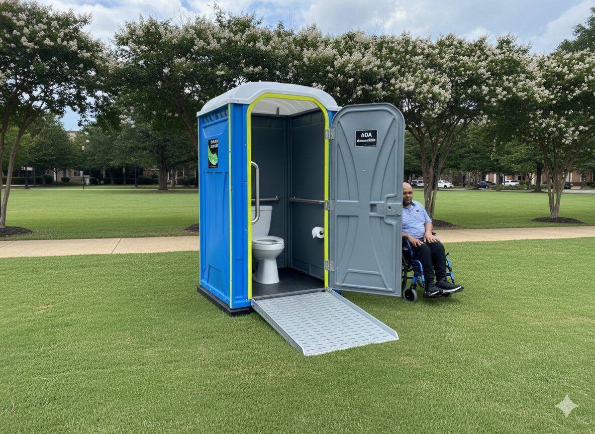 Accessible Porta Potty in a park